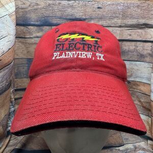 City Electric Plainview TX Hat Red Embroidered Logo Strapback Cap Distressed